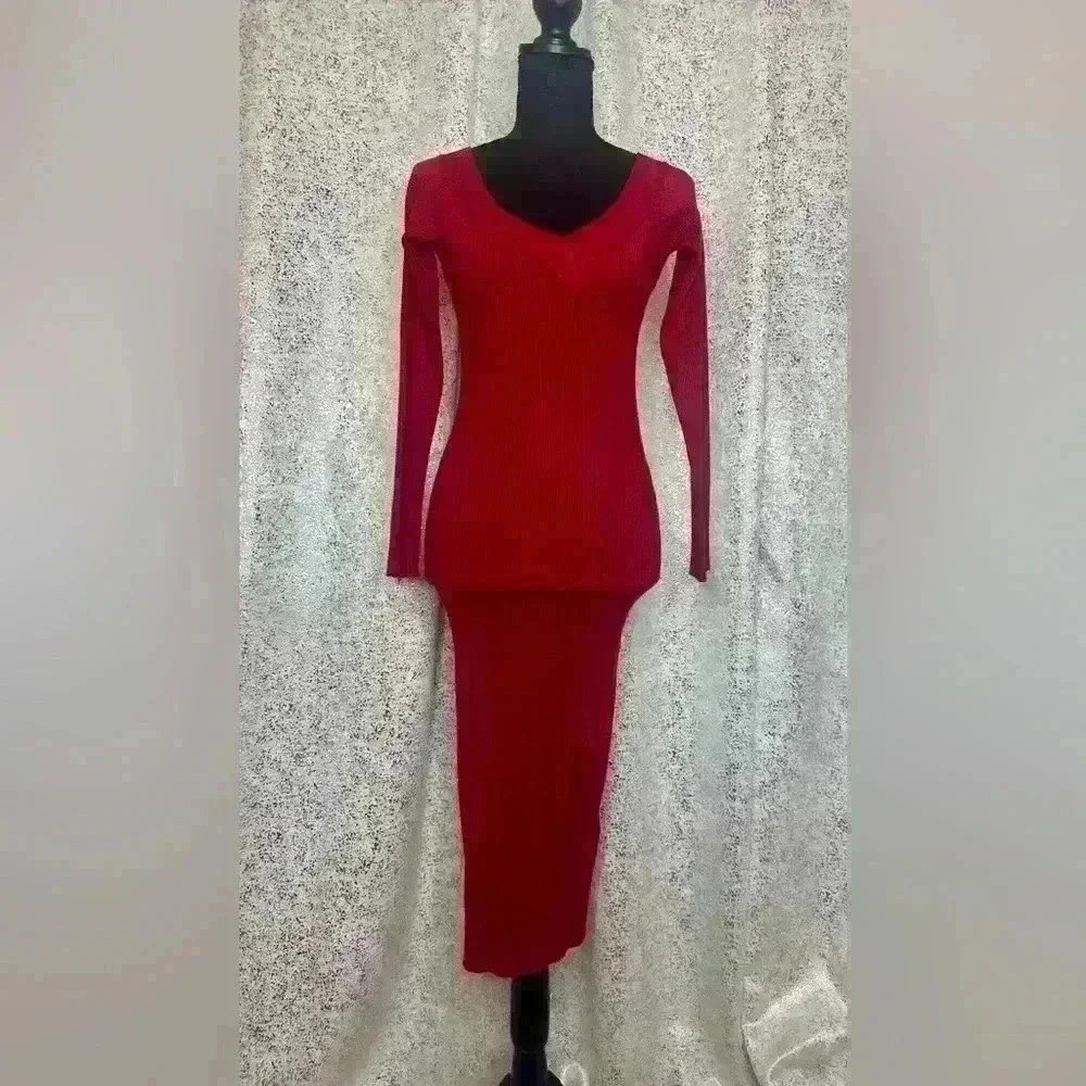 Never worn ribbed knit bodycon midi dress